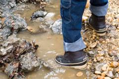 image of foot in dueling creek