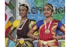 Women in traditional garb at the Festival Two women in traditional costumes at the International Festival