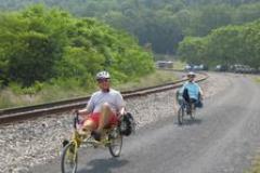 People riding bikes