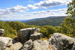 Hikers in Catoctin Mountain Park are rewarded with spectacular views on rocky outcrops. Hikers in Catoctin Mountain Park are rewarded with spectacular views on rocky outcrops.