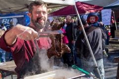 Fried Muskrat man frying muskrat
