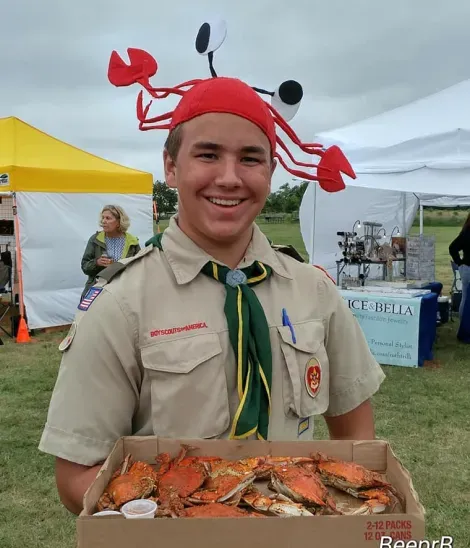 Scout in a crab hat