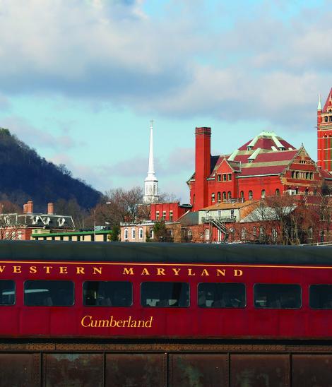 Red train in Cumberland