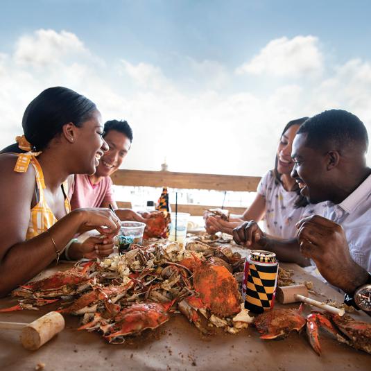 Enjoying crabs