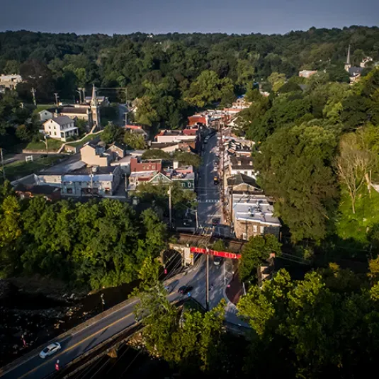 Skyview of a town