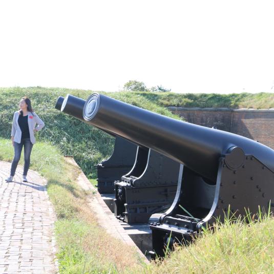 A woman touring the Fort McHenry National Monument and Historic Shrine