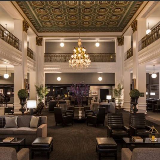 The lobby of the Lord Baltimore Hotel
