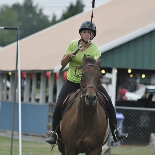 A woman jousting