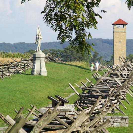Park visitors take a walk on Antietam's Bloody Lane
