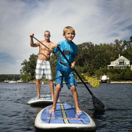 People on a boat crossing the bay to St. Michaels