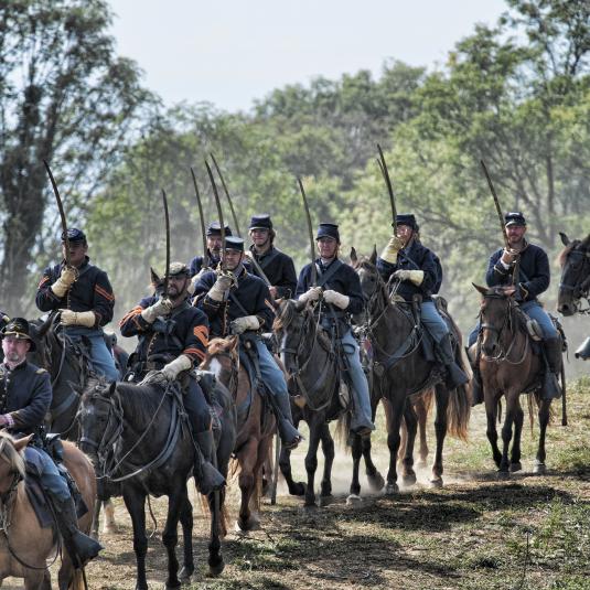 Union cavalry salute at Antietam National Battlefield