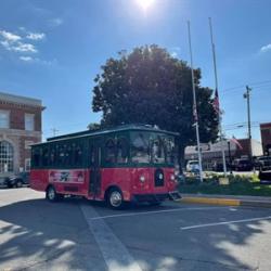 The Leonardtown Trolley can transport visitors throughout the town.  Photo