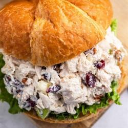 Our Chicken Salad is made with cranberries and crumbled Pecans. Photo