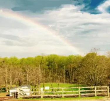 Graham Equestrian Center property with a rainbow overhead