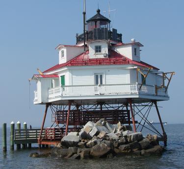 Accessible only by boat, Thomas Point Shoal Lighthouse is one of only 10 in the country designated a National Historic Landmark.