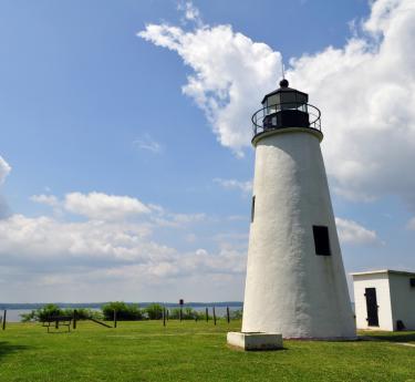 Turkey Point Lighthouse sits atop a 100-foot bluff and offers stunning views of the Chesapeake Bay.