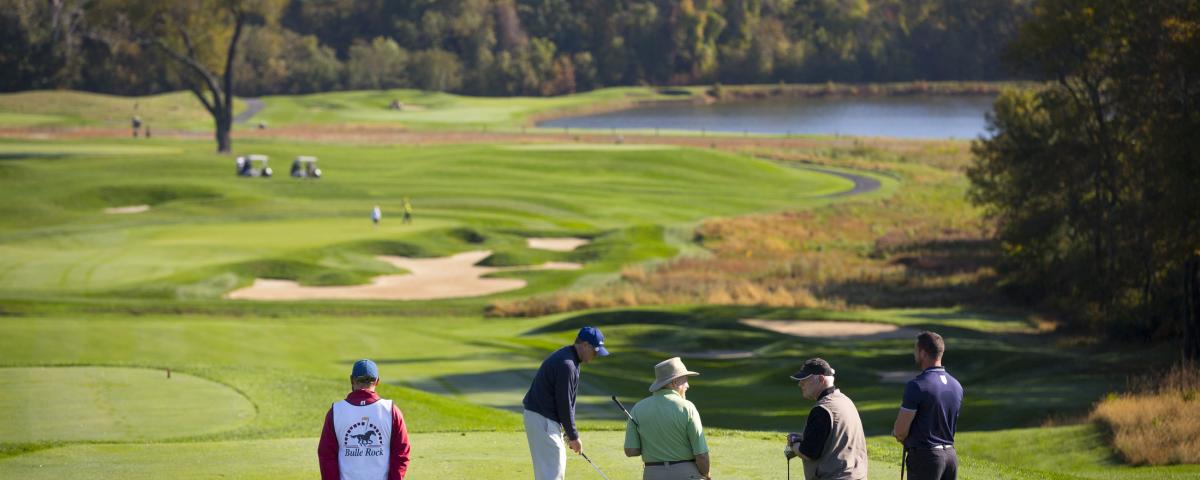 Golfers on the Green at Bulle Rock Golf Course This Pete Dye-designed course has become one of the most popular—while also being playable for all skill levels—in Maryland.