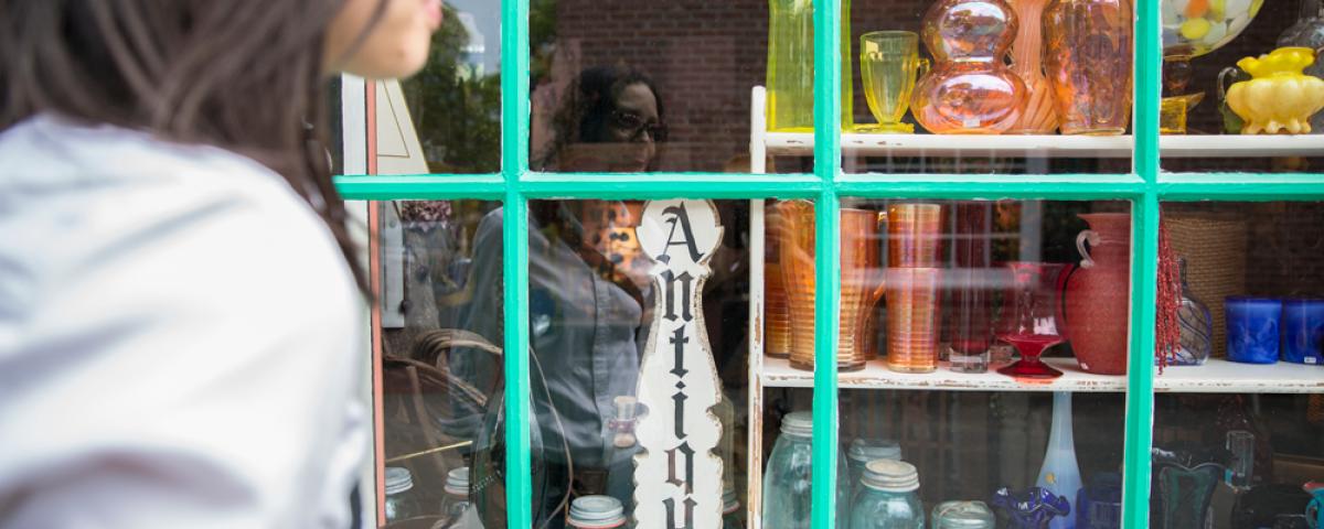 Woman window shopping