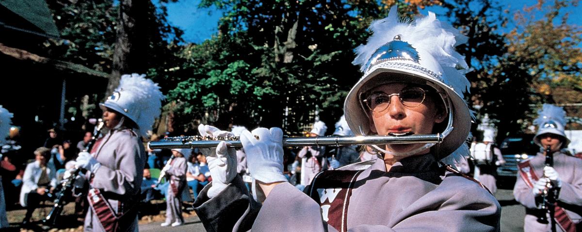 Marching band performing during the Autumn Glory Festival in Oakland. This festival held over 4 days in fall has tons of family-friendly things to do.