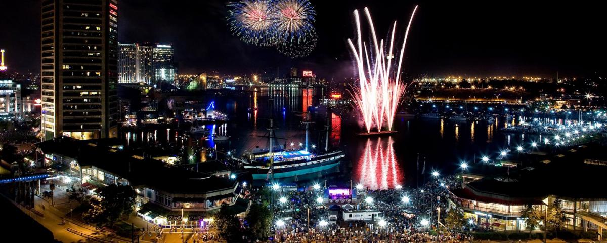 July 4 fireworks over Baltimore's Inner Harbor, Baltimore Office of Promotion and Arts July 4 fireworks over Baltimore's Inner Harbor, Baltimore Office of Promotion and Arts